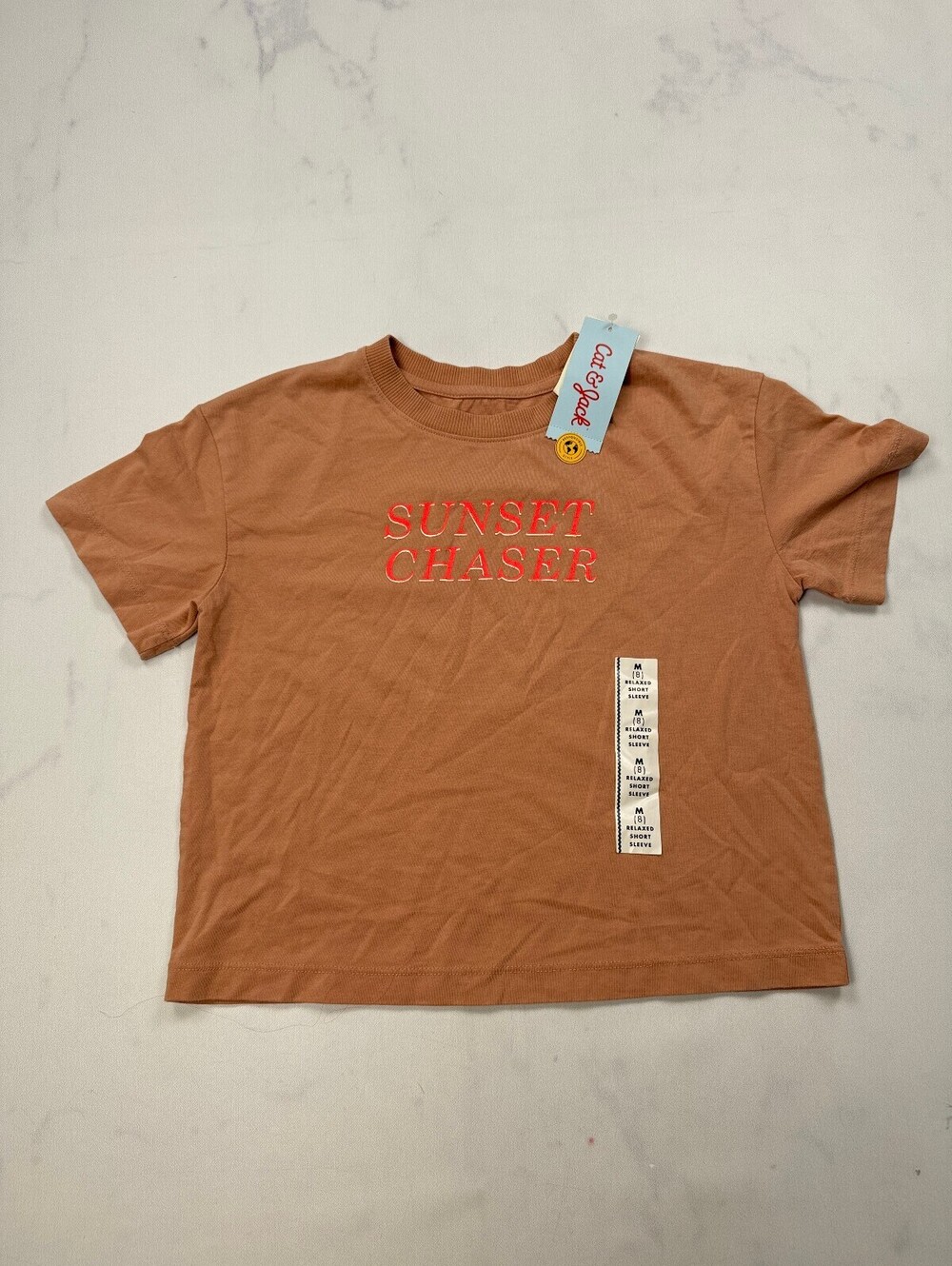 Cat & Jack Sunset Chaser T Shirt Apricot 90s VTG Statement Style - Girls M